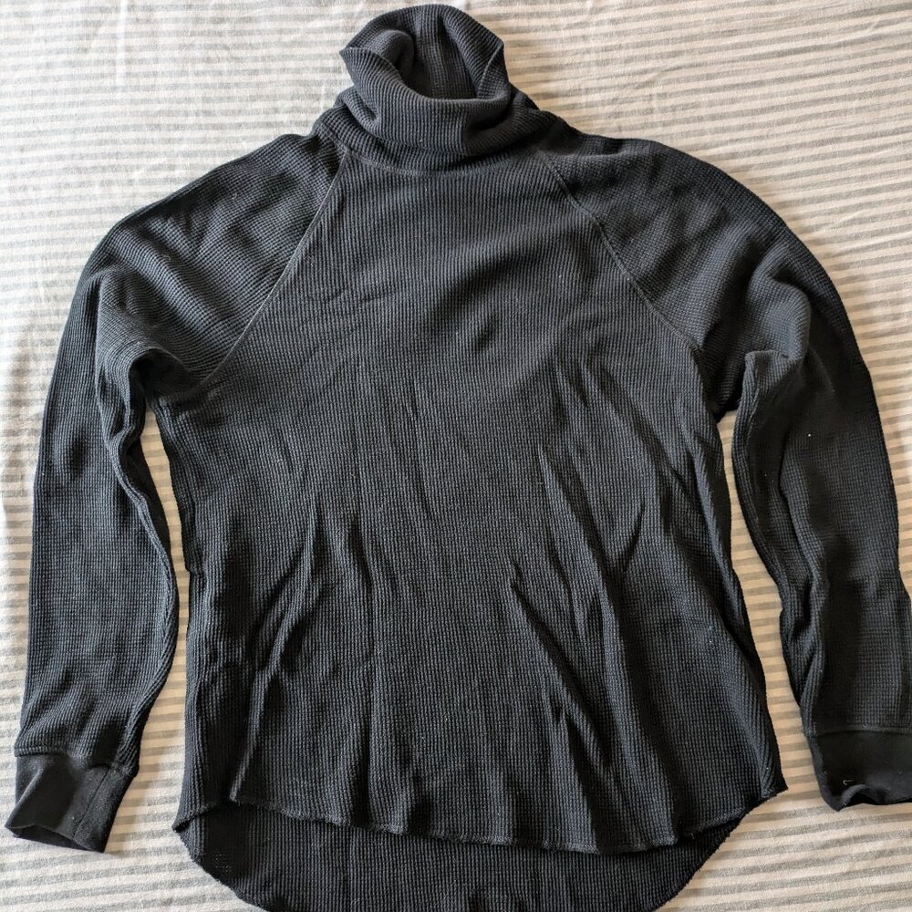 Everlane Black Waffle Turtleneck M